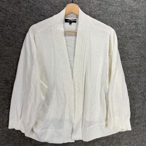 New Nine West Cardigan Women 3X Plus White Open Front Long Sleeve Cotton Knit